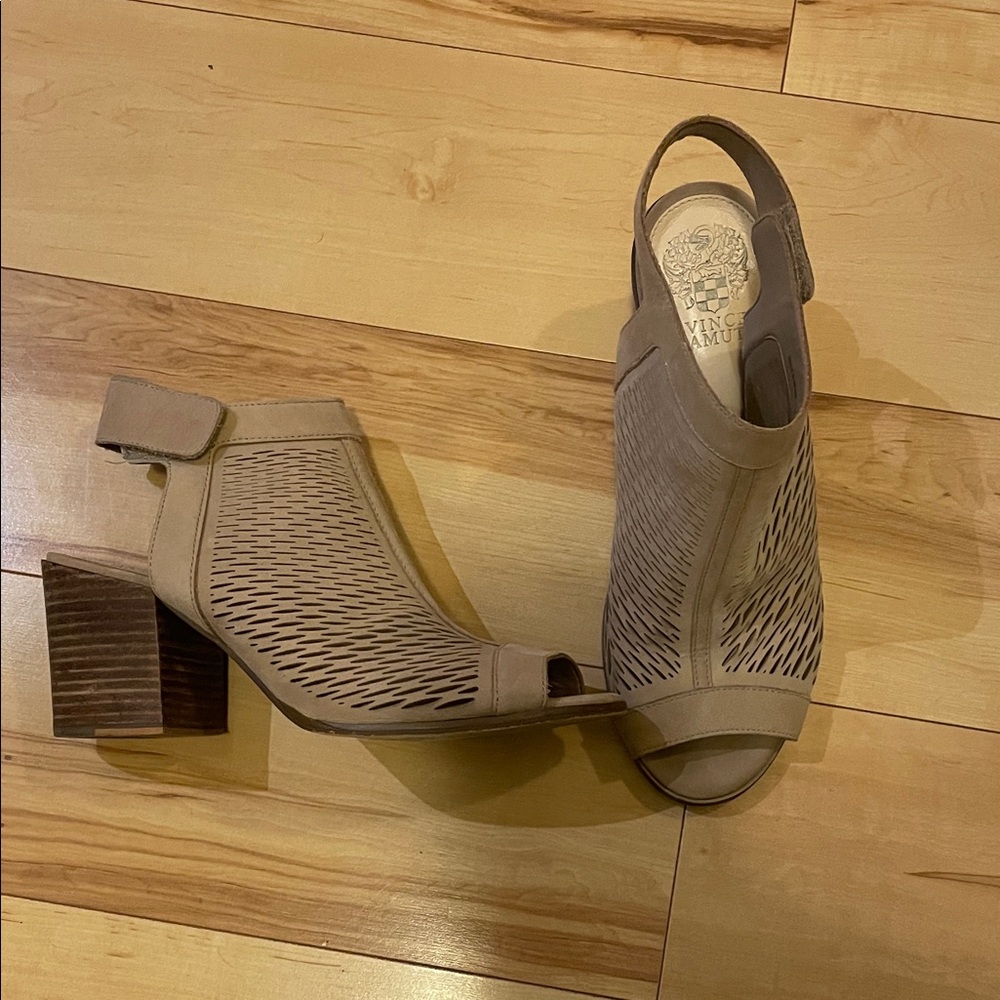Vince Camuto Beige Peep-Toe Heels